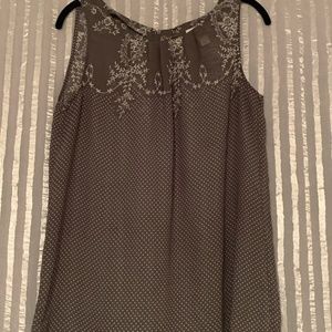 Grey Lace Print White Polka Dot Sheer Shell Cami